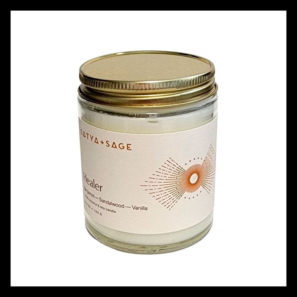 Satya & Sage Healer Bergamot Sandalwood Vanilla Jar Candle 5.3 oz. Travel‎ Size